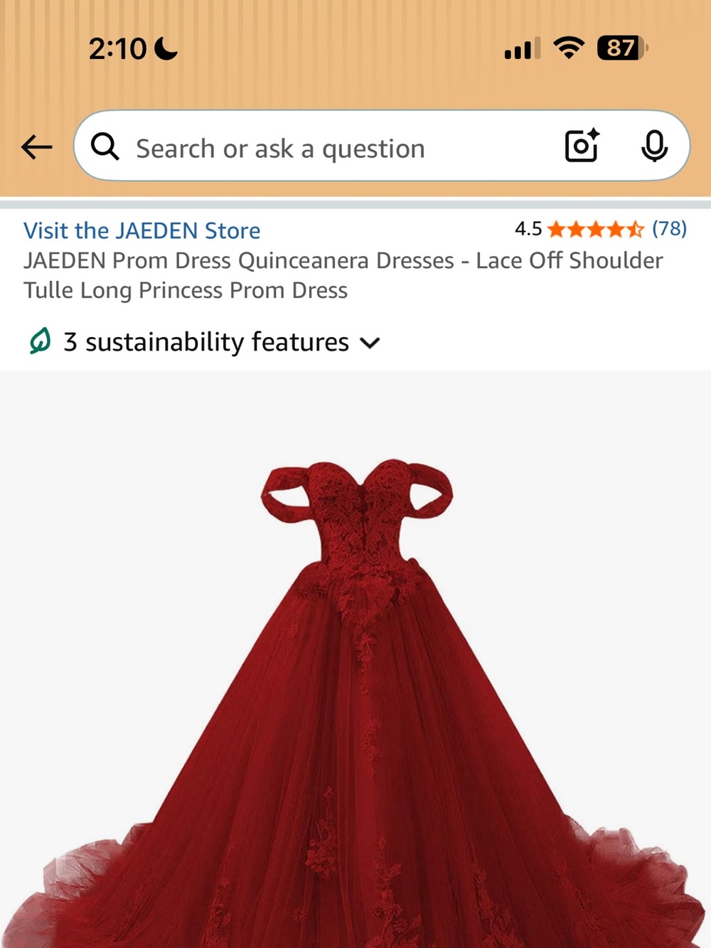 Girls' Red Off-Shoulder Lace Tulle Dress